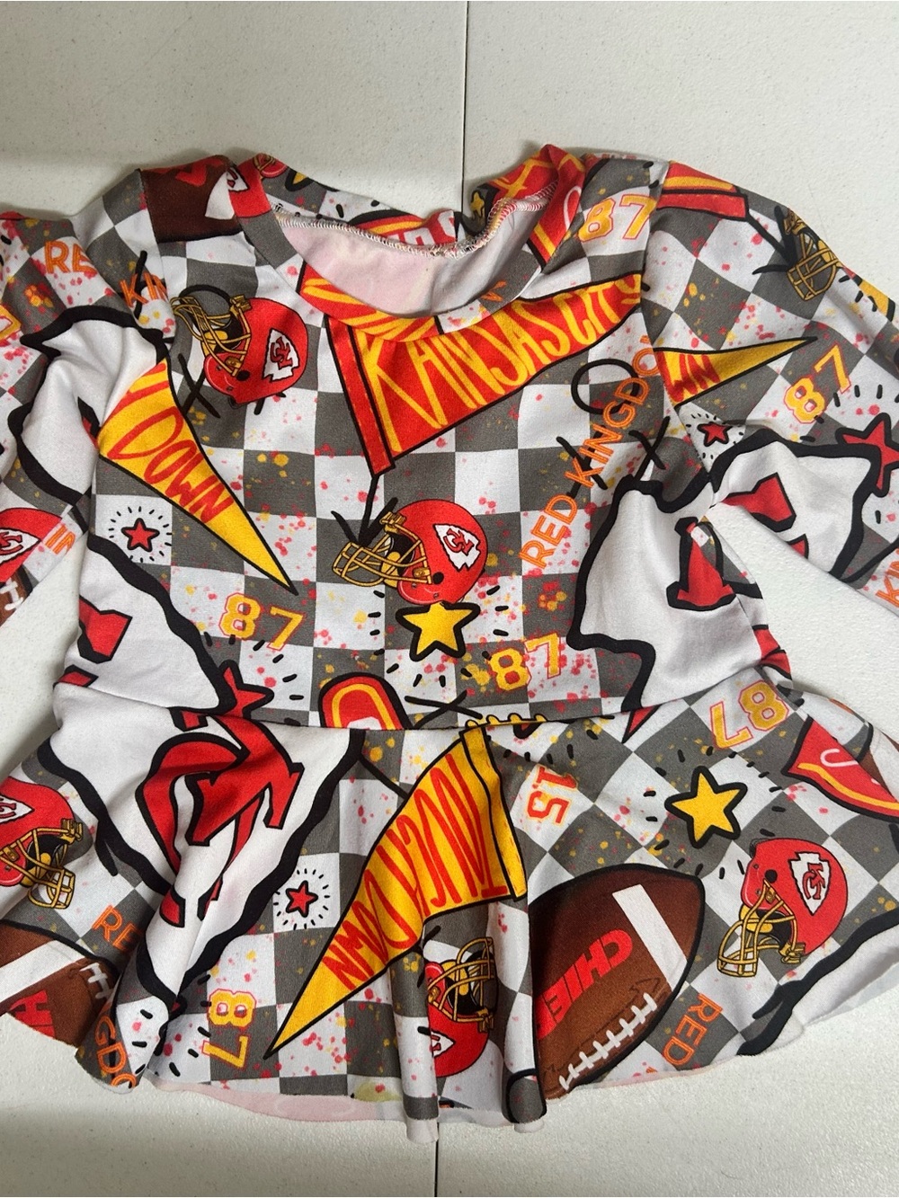 Kansas City Chiefs Red & Gold Football Print Dress